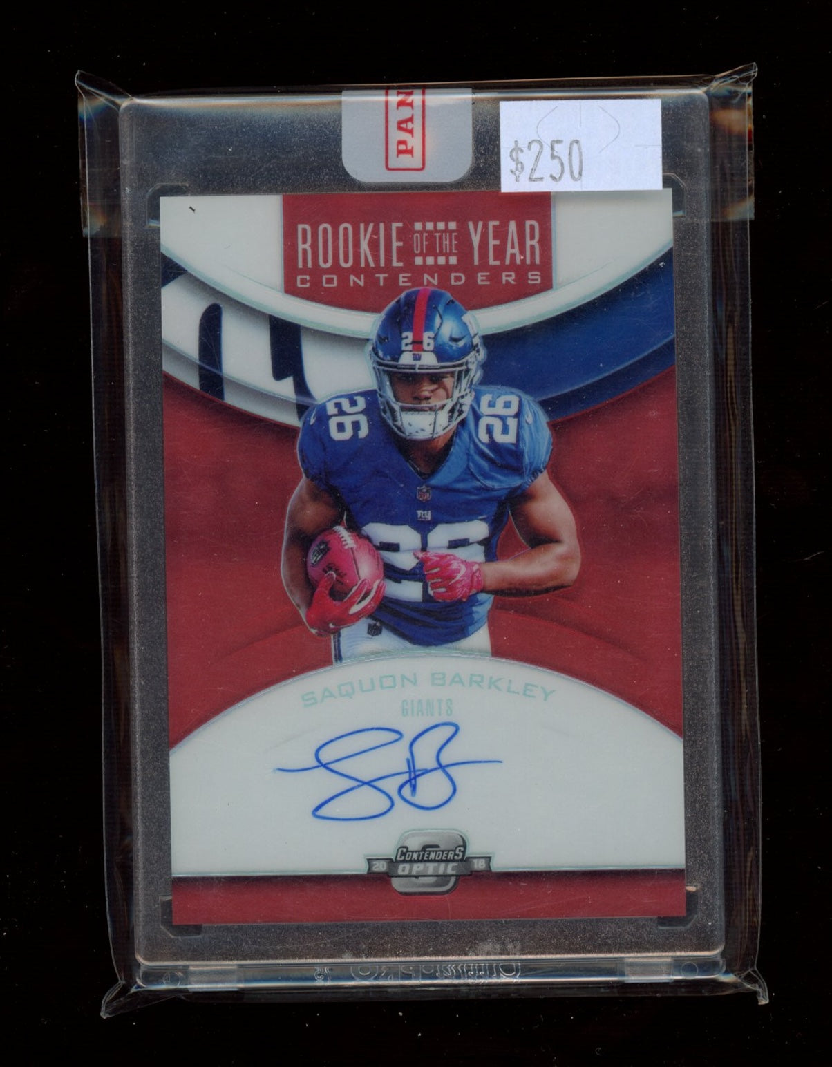 2018 Panini Contenders Optic #RYA-SB Saquon Barkley ROY Auto Red #/99