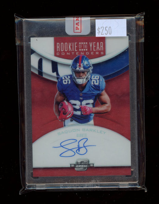 2018 Panini Contenders Optic #RYA-SB Saquon Barkley ROY Auto Red #/99