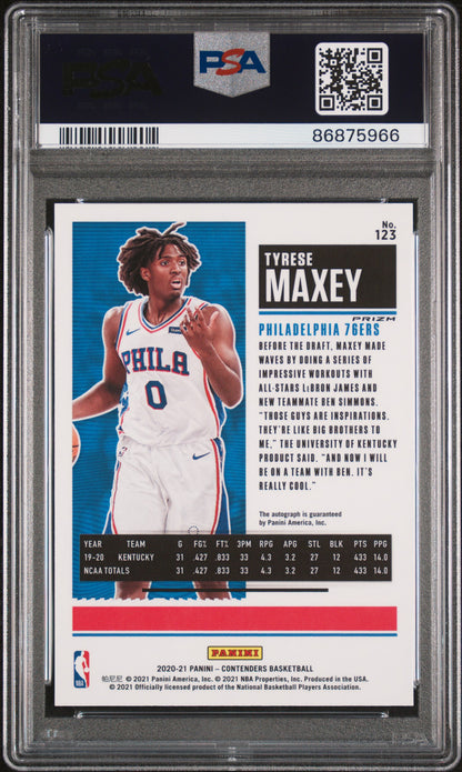 2020 Panini Contenders #123 Tyrese Maxey Premium Edition Autograph PSA 10