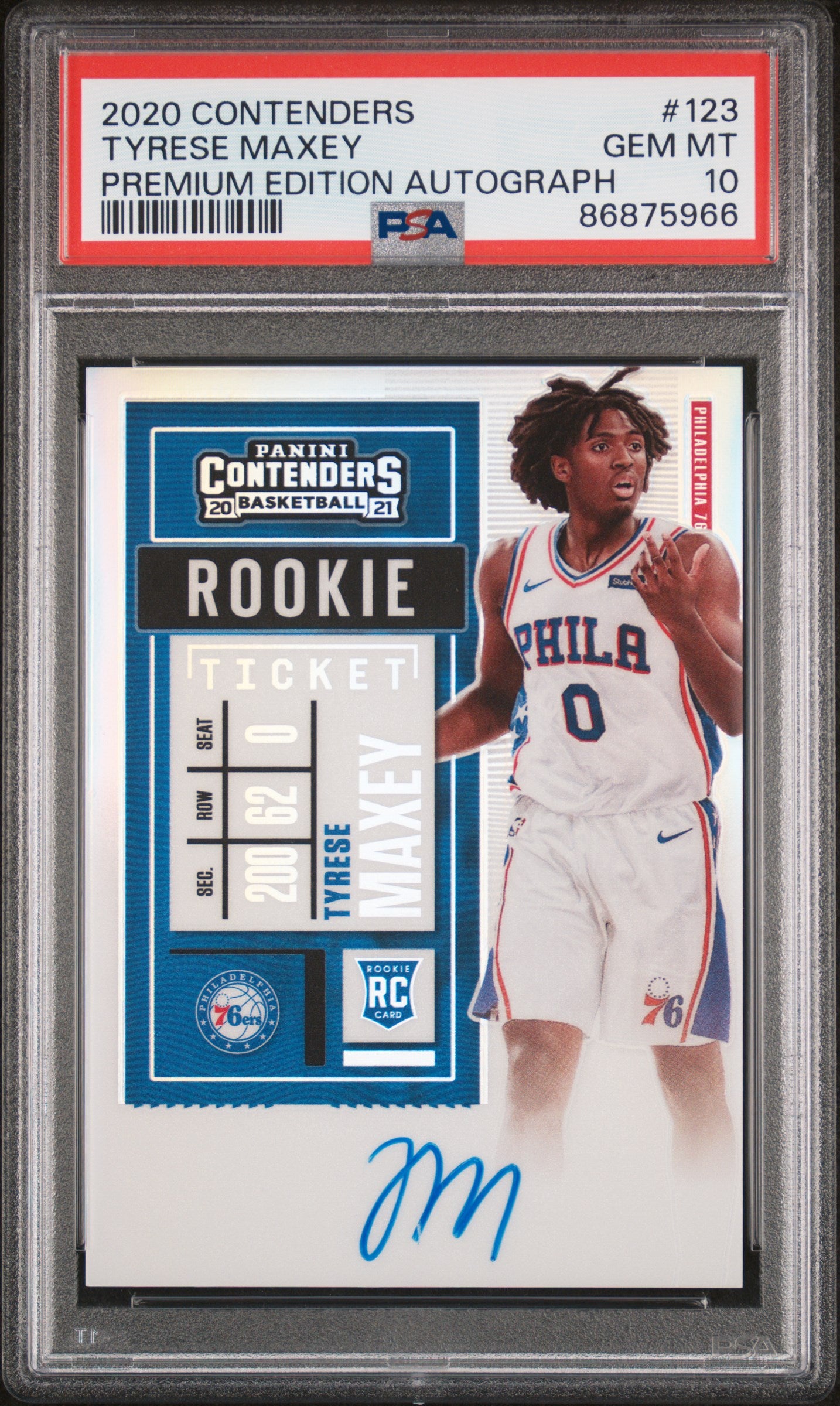 2020 Panini Contenders #123 Tyrese Maxey Premium Edition Autograph PSA 10