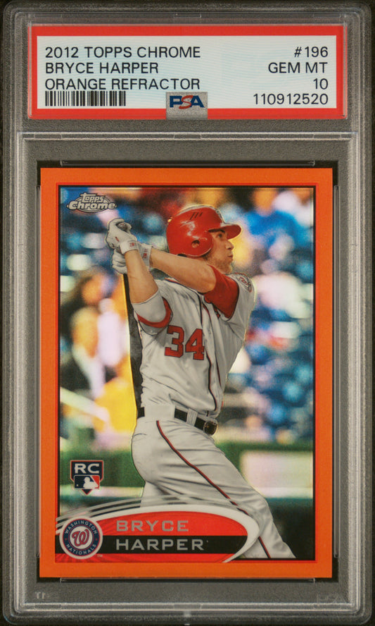 2012 Topps Chrome #196 Bryce Harper Orange Refractor PSA 10