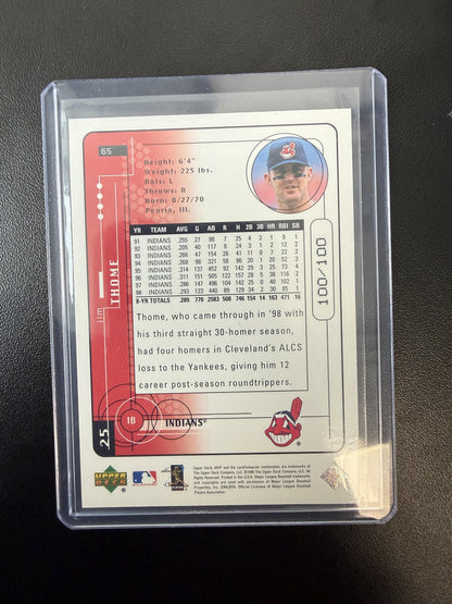 1999 Upper Deck MVP #65 Jim Thome Gold Script #/100