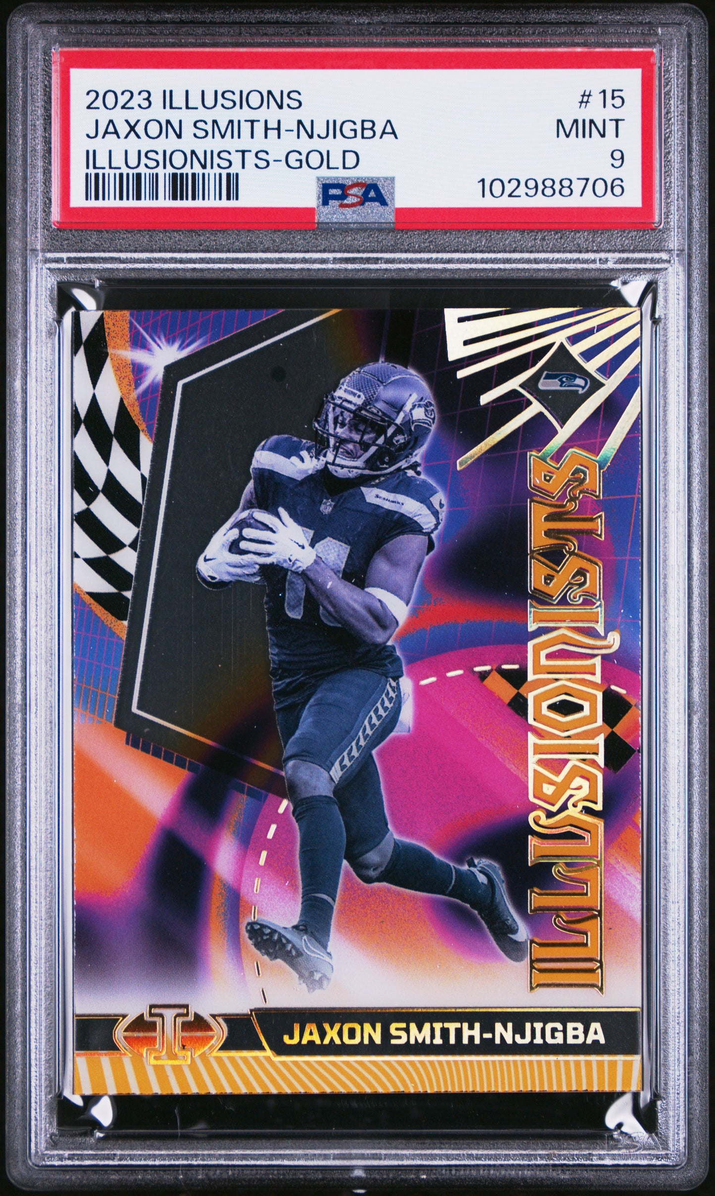 2023 Panini Illusions #15 Jaxon Smith-Njigba Illusionists Gold PSA 9