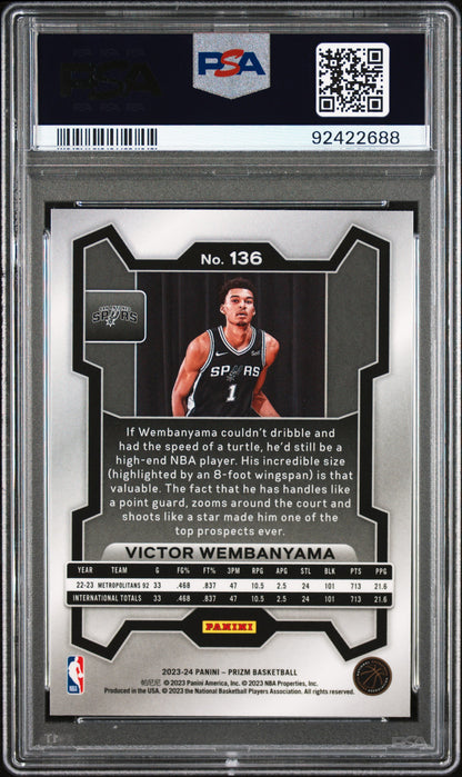 2023 Panini Prizm #136 Victor Wembanyama PSA 9