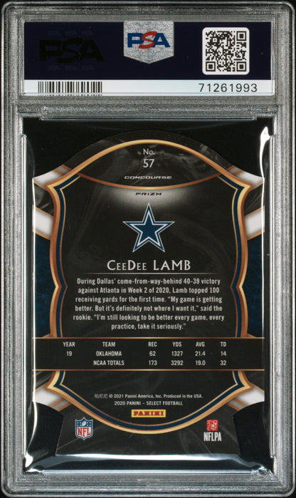 2020 Panini Select #57 Ceedee Lamb Die-Cut Orange Prizm PSA 10