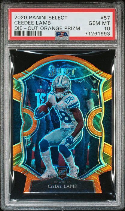 2020 Panini Select #57 Ceedee Lamb Die-Cut Orange Prizm PSA 10