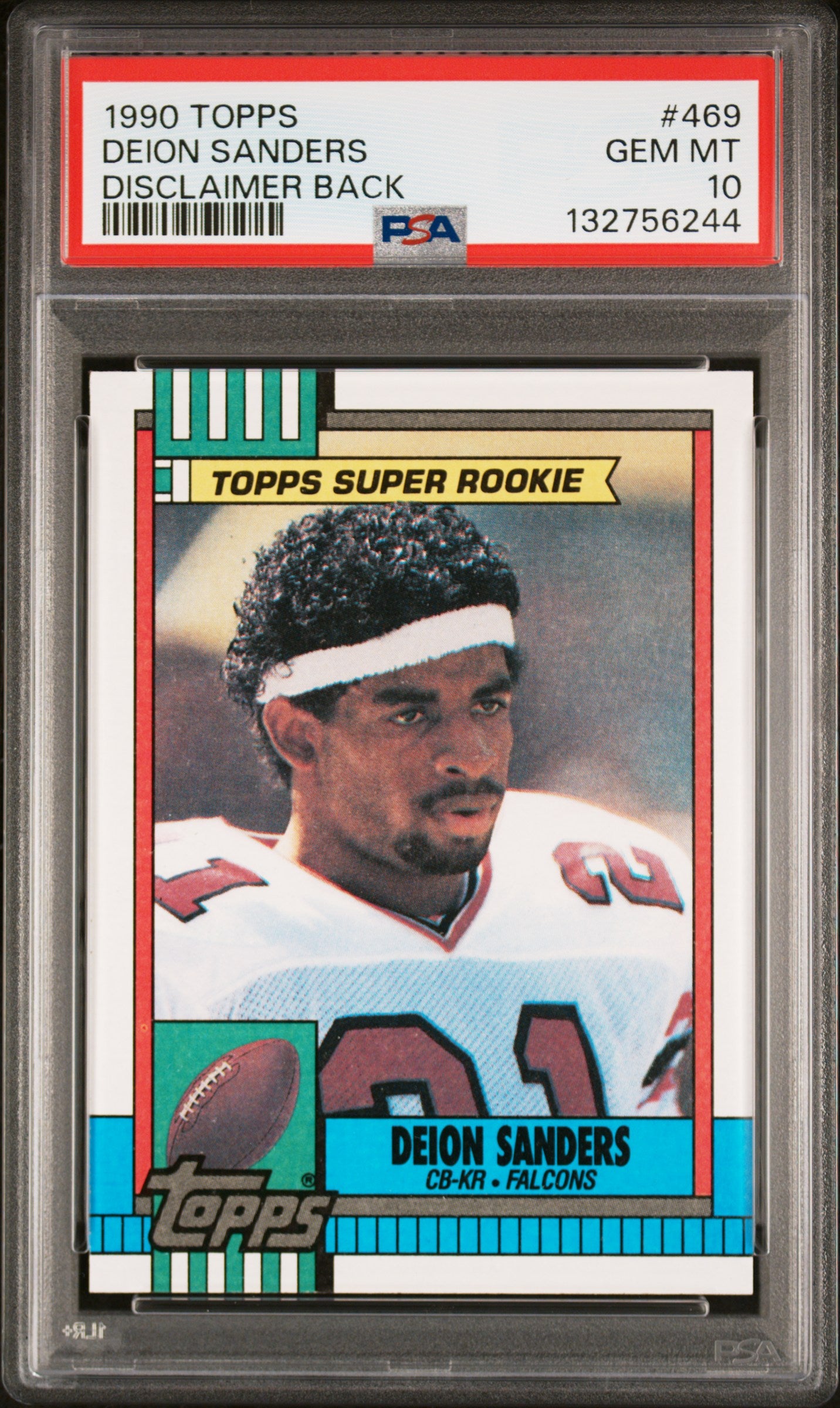 1990 Topps #469 Deion Sanders Disclaimer Back PSA 10