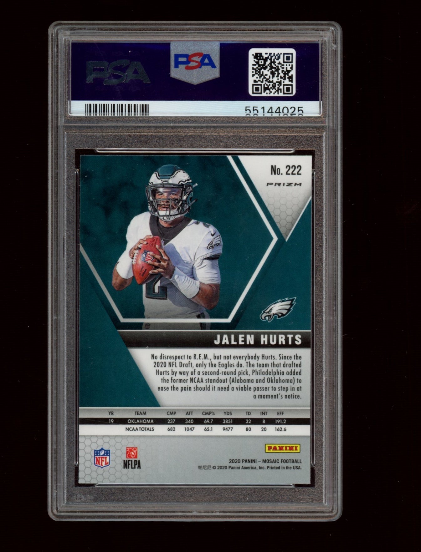 2020 Panini Mosaic #222 Jalen Hurts Green Mosaic PSA 10