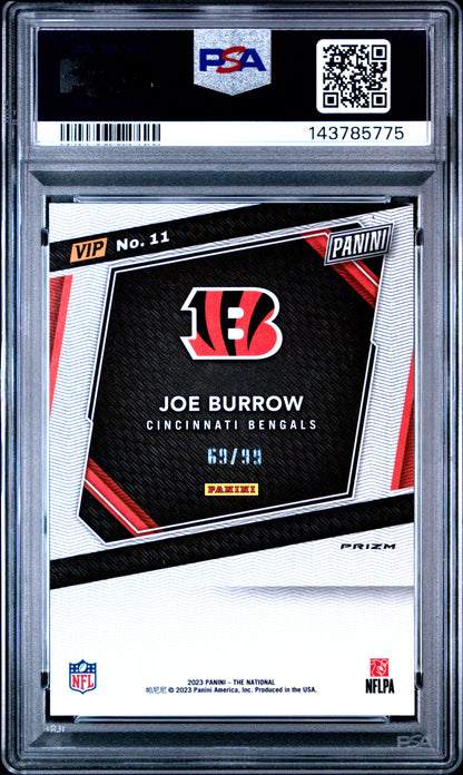 2023 Panini National Vip Gold #11 Joe Burrow Green Sparkle PSA 9