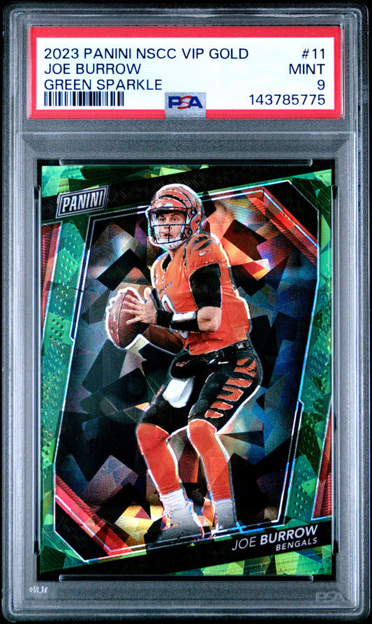 2023 Panini National Vip Gold #11 Joe Burrow Green Sparkle PSA 9