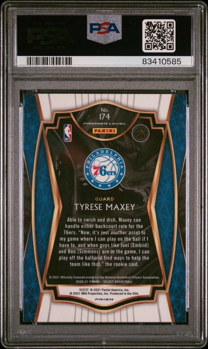 2020 Panini Select #174 Tyrese Maxey Red/White/Green Crkd.Ice PSA 10