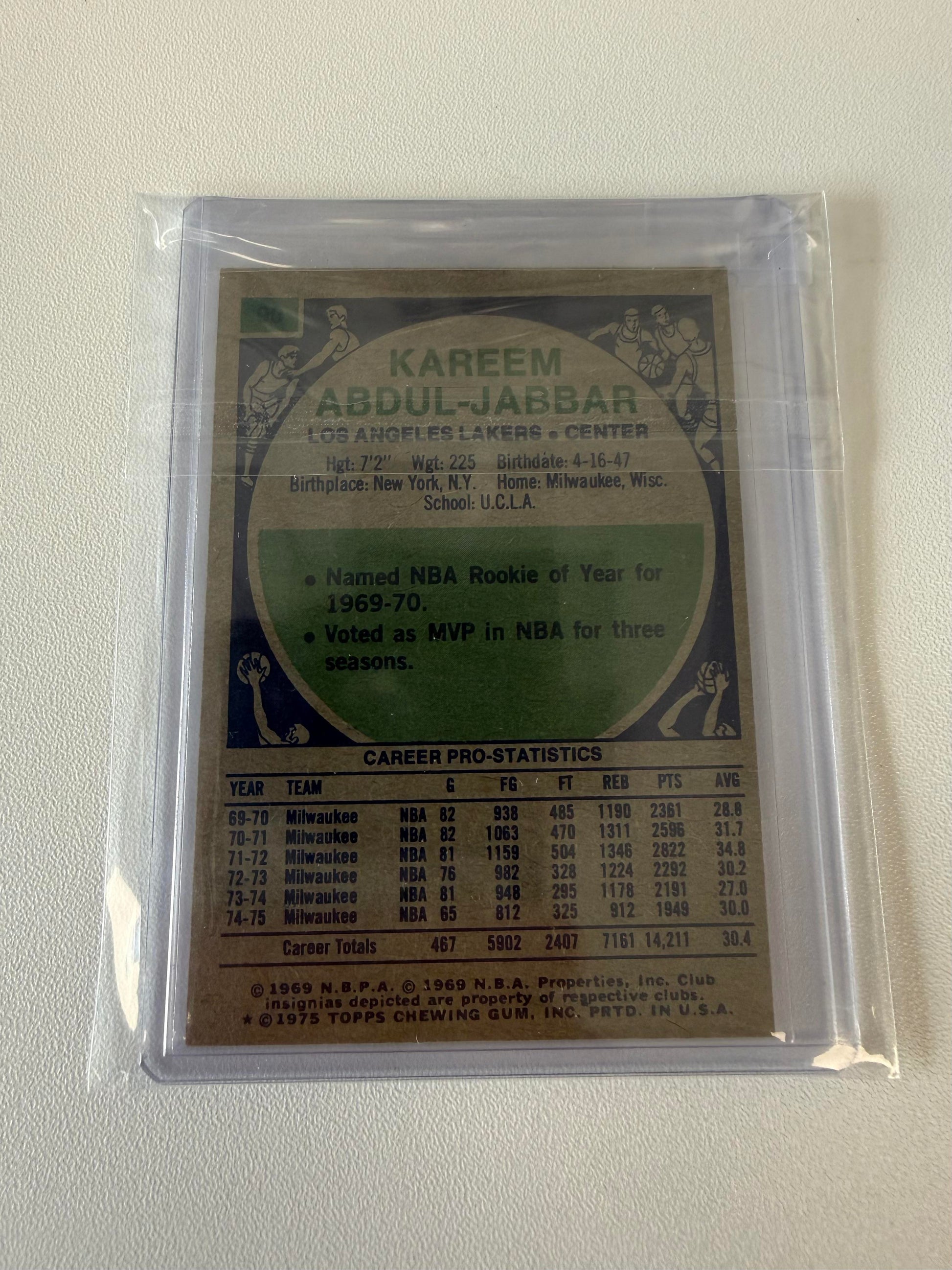 1975-76 Topps #90 Kareem Abdul-Jabbar