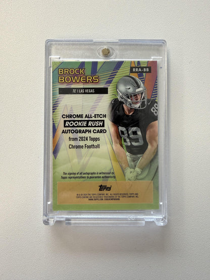 2024 Topps Chrome #RRA-BB Brock Bowers Chrome All-Etch Rookie Rush Auto