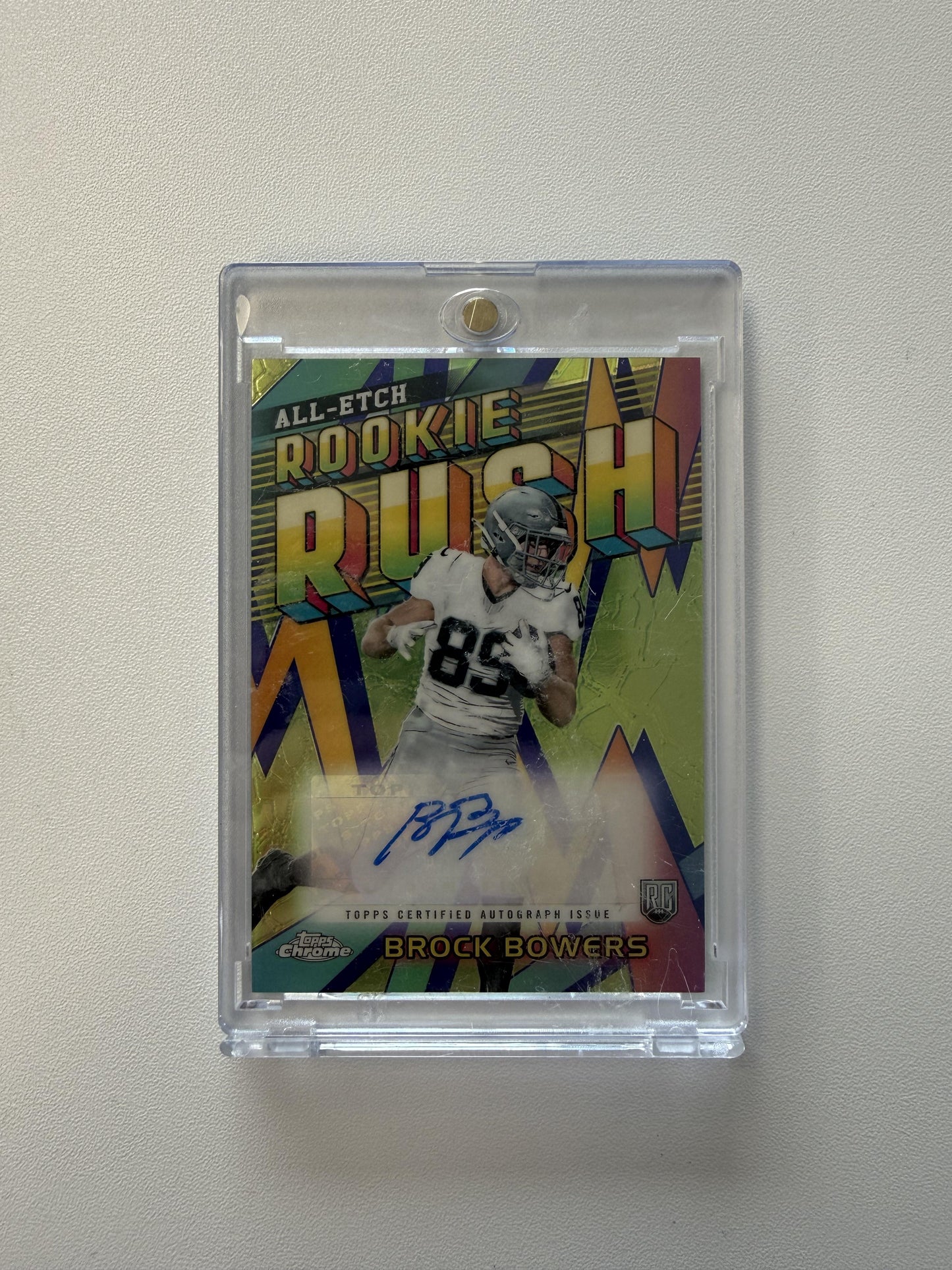 2024 Topps Chrome #RRA-BB Brock Bowers Chrome All-Etch Rookie Rush Auto