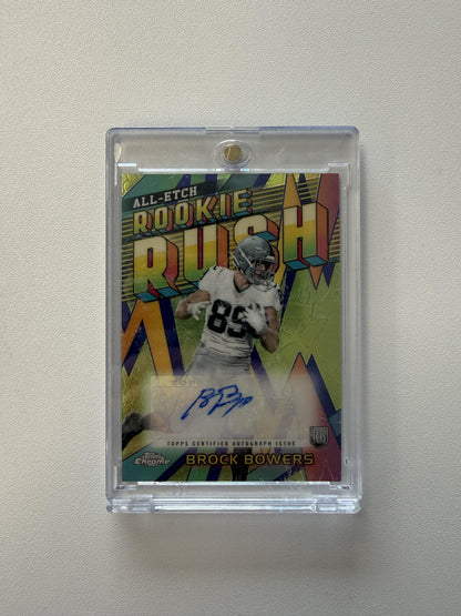 2024 Topps Chrome #RRA-BB Brock Bowers Chrome All-Etch Rookie Rush Auto