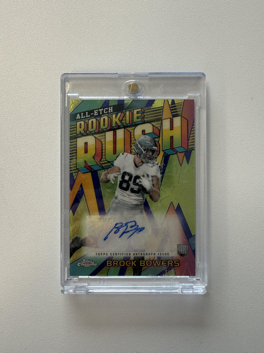2024 Topps Chrome #RRA-BB Brock Bowers Chrome All-Etch Rookie Rush Auto