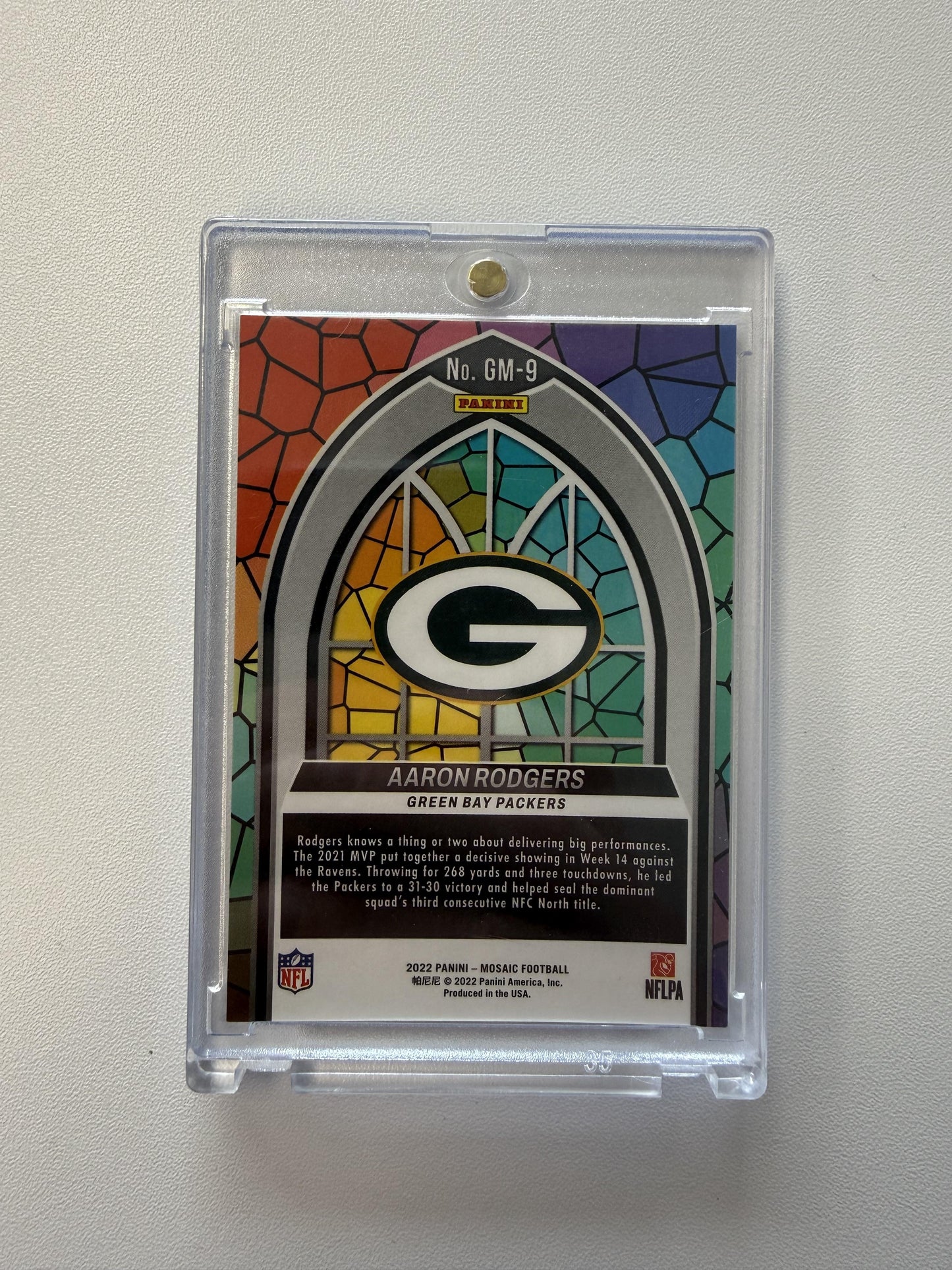 2022 Panini Mosaic #GM-9 Aaron Rodgers Glass Mosaic