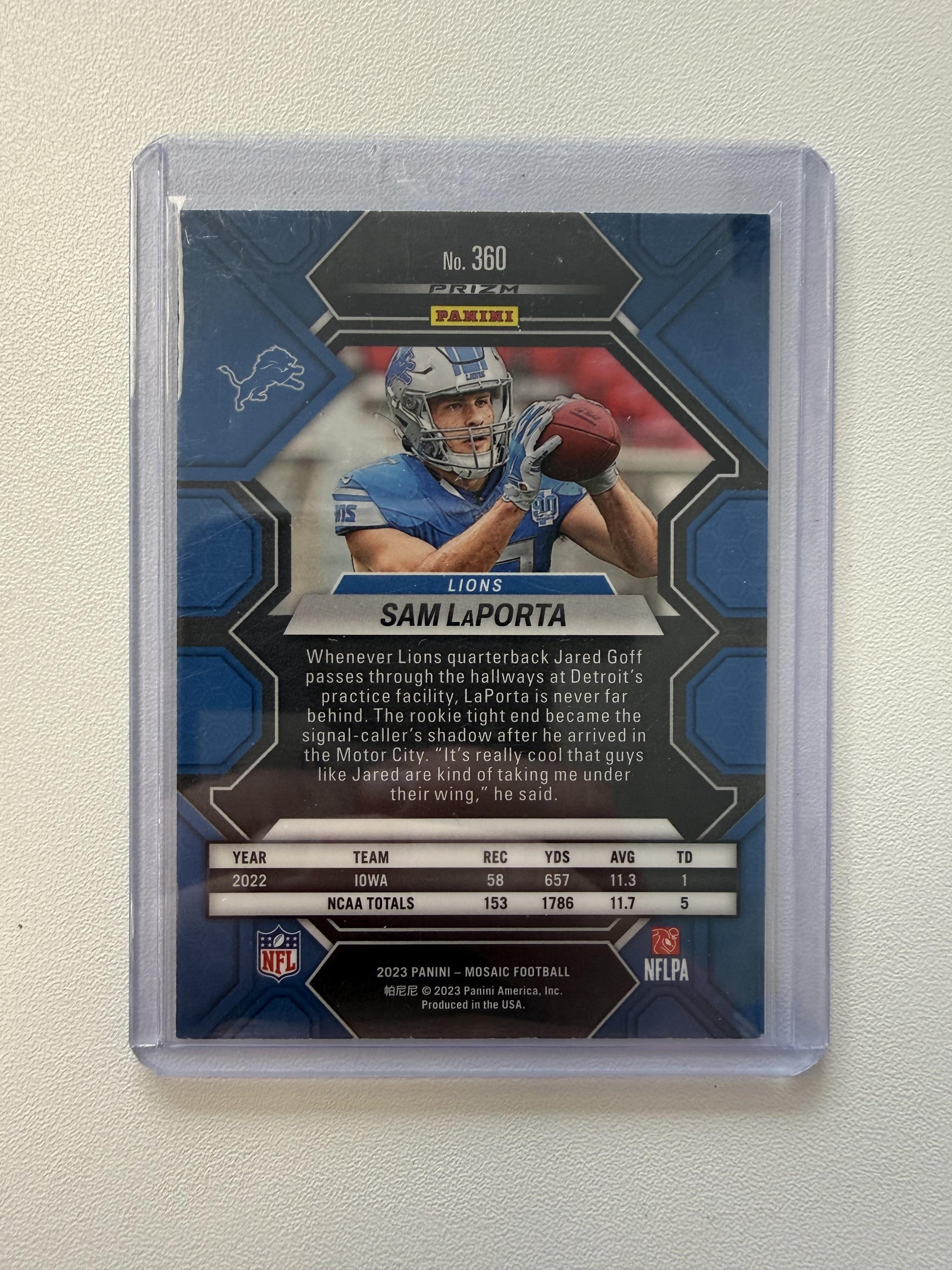 2023 Panini Mosaic #360 Sam LaPorta Honeycomb