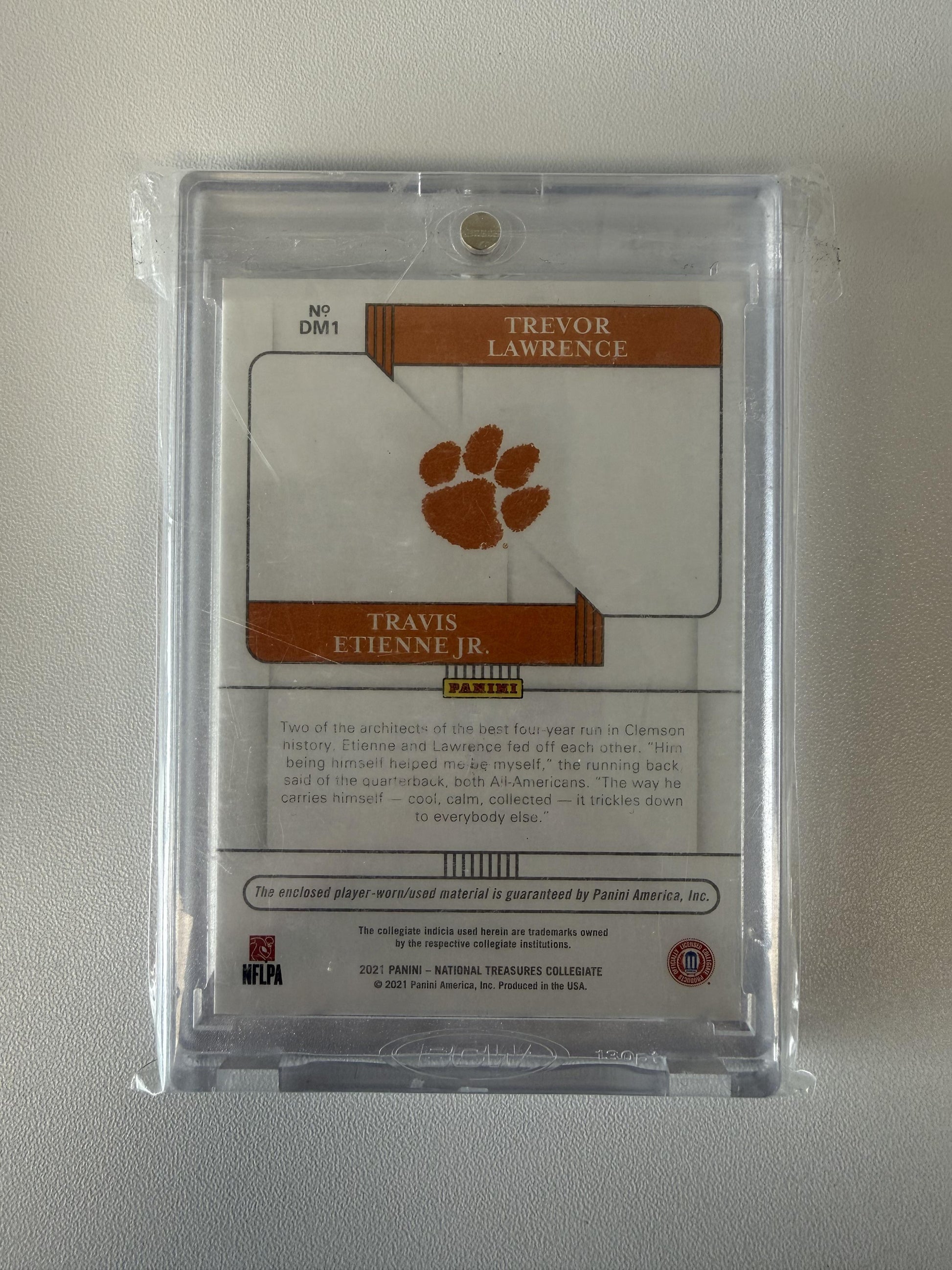 2021 Panini NT Collegiate #DM1 Travis Etienne Jr. Trevor Lawrence dual Gold #/10