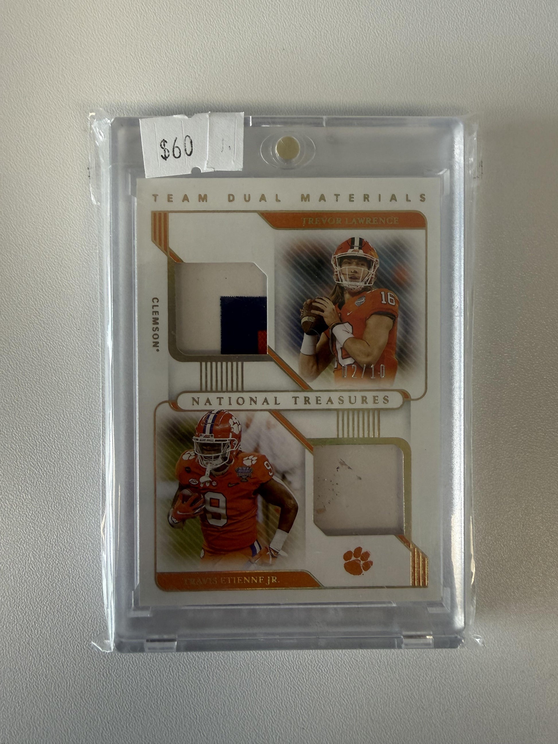 2021 Panini NT Collegiate #DM1 Travis Etienne Jr. Trevor Lawrence dual Gold #/10