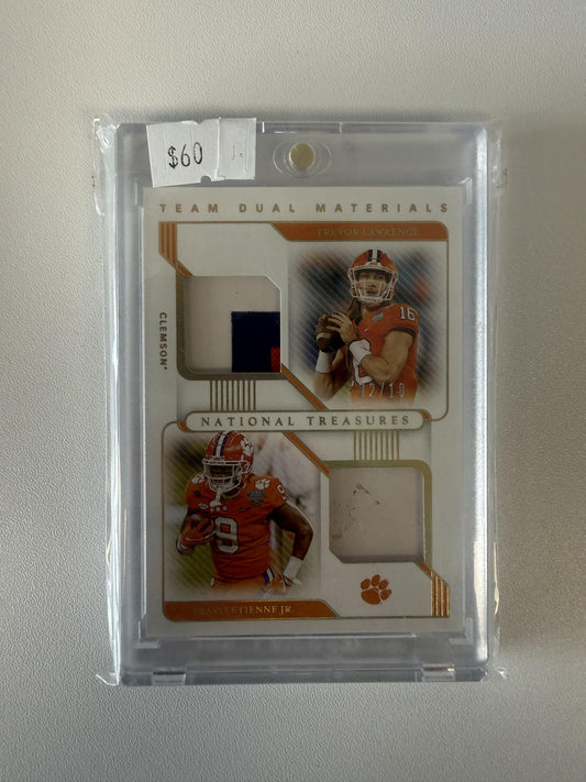 2021 Panini NT Collegiate #DM1 Travis Etienne Jr. Trevor Lawrence dual Gold #/10