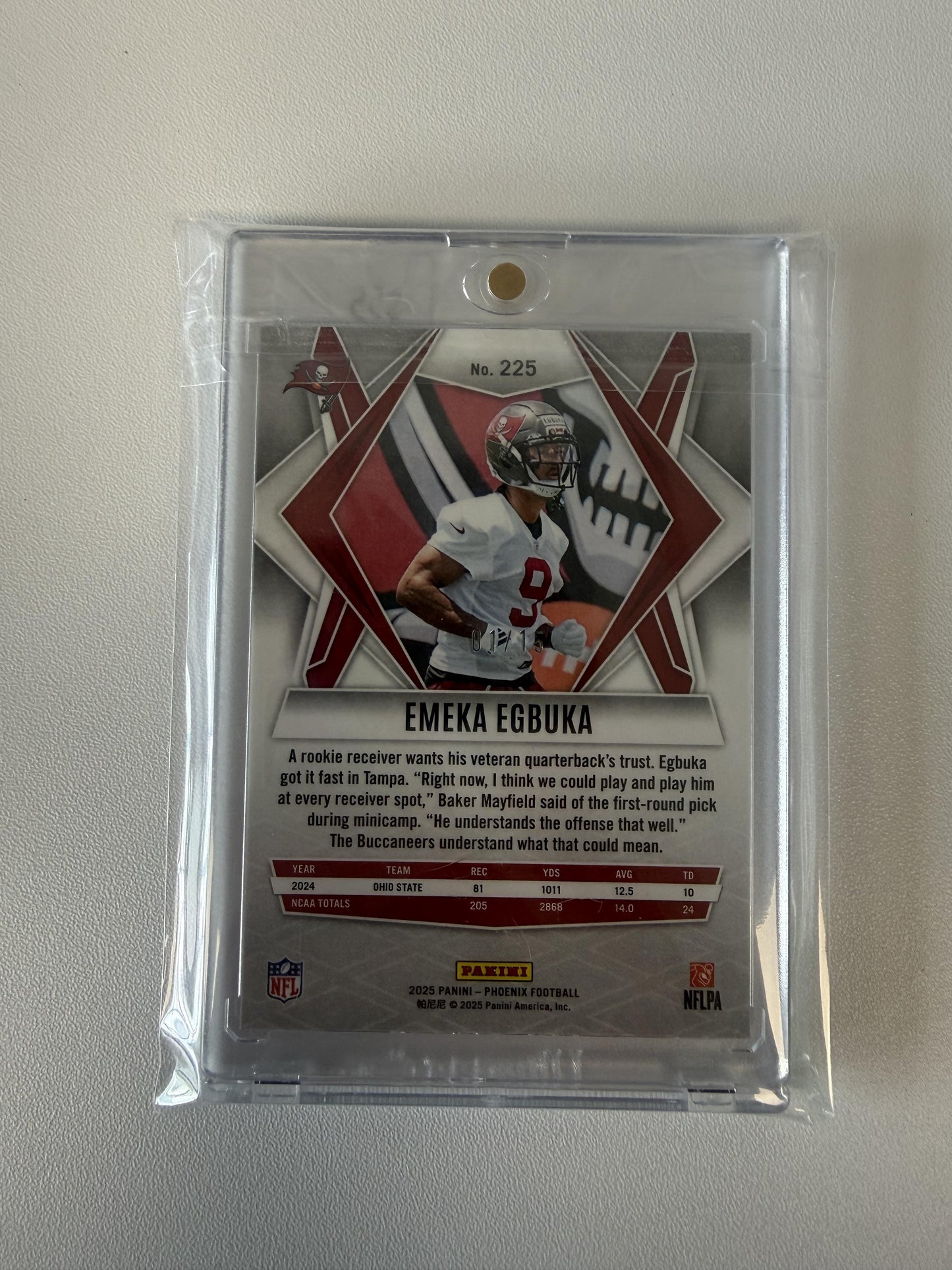 2025 Panini Phoenix #225 Emeka Egbuka Bronze Seismic Prizm #/15