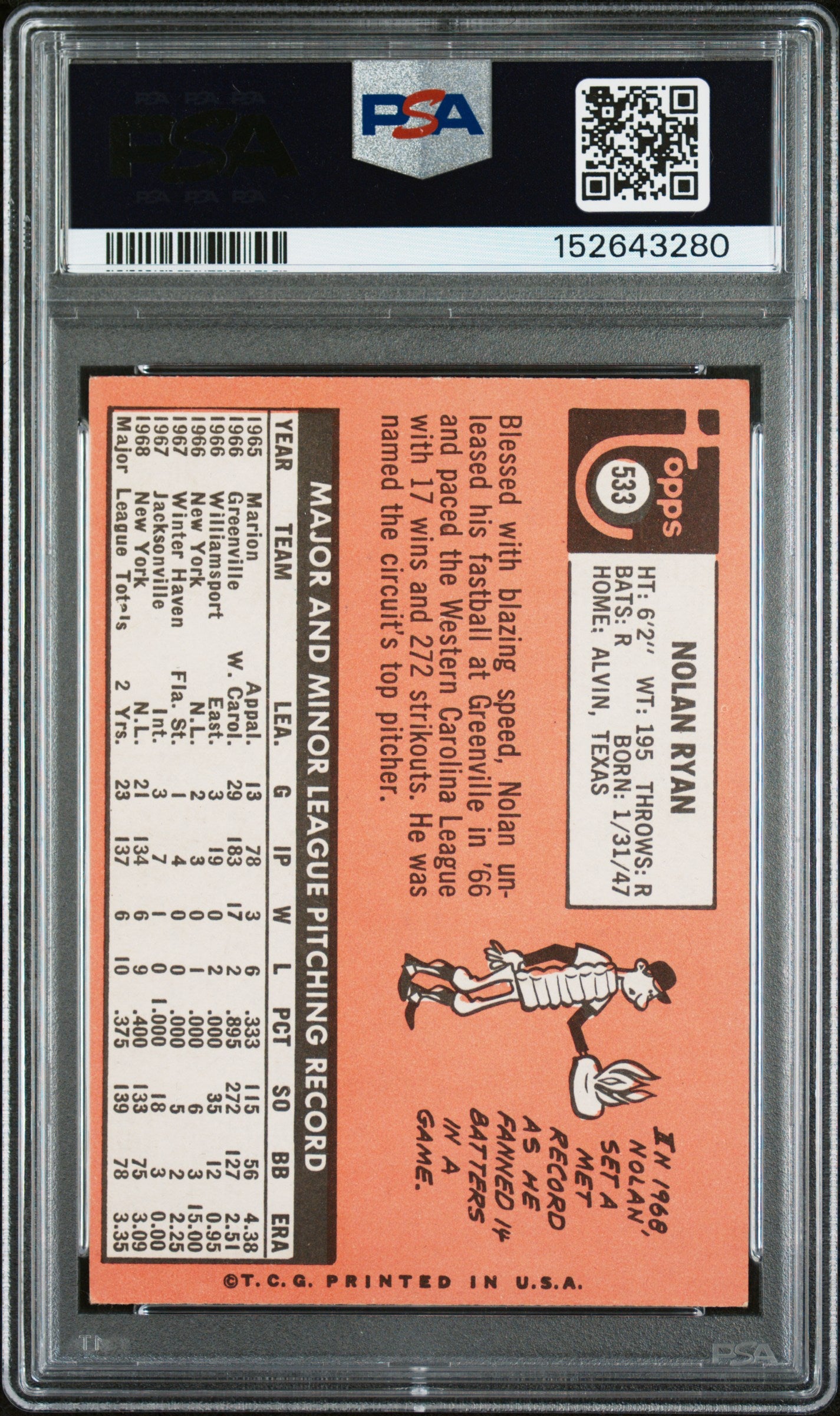 1969 Topps #533 Nolan Ryan PSA 5