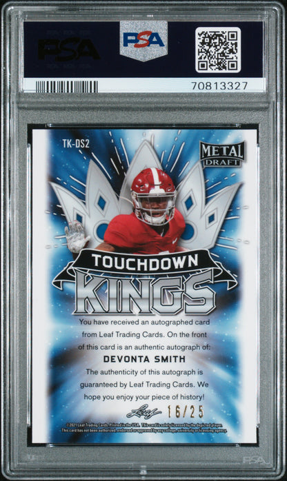2021 Leaf Metal Draft Touchdown Kings Auto #TKDS2 Devonta Smith /25 PSA 10