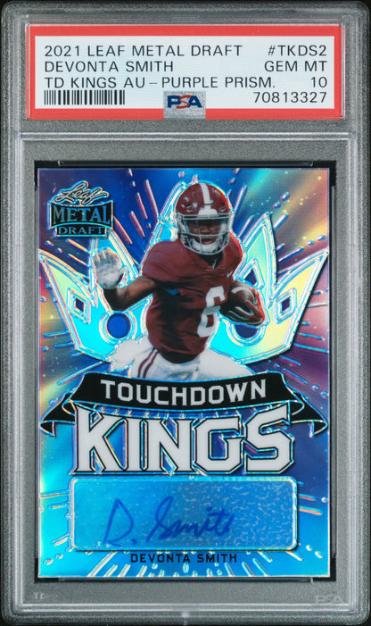 2021 Leaf Metal Draft Touchdown Kings Auto #TKDS2 Devonta Smith /25 PSA 10