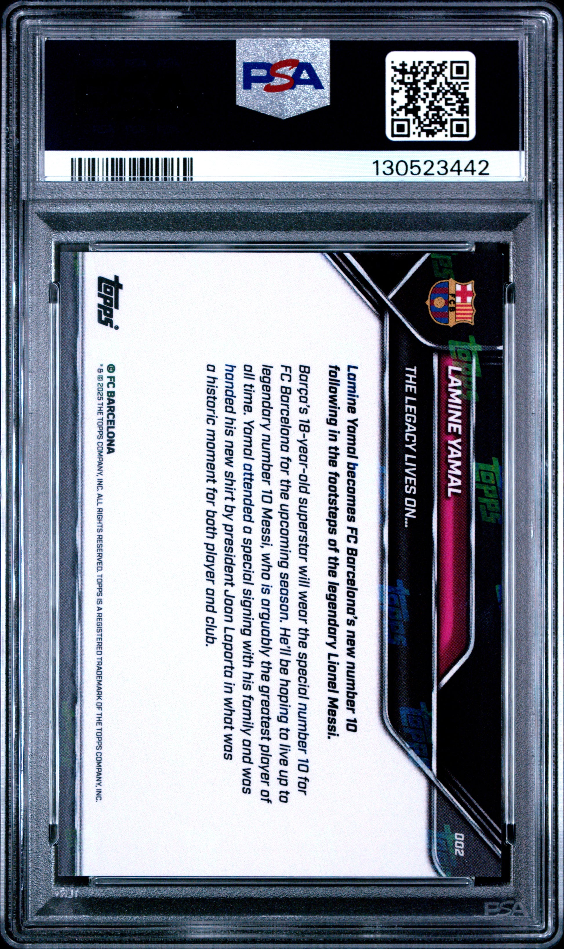 2025-2026 Topps Now Fc Barcelona #2 Lamine Yamal PSA 10
