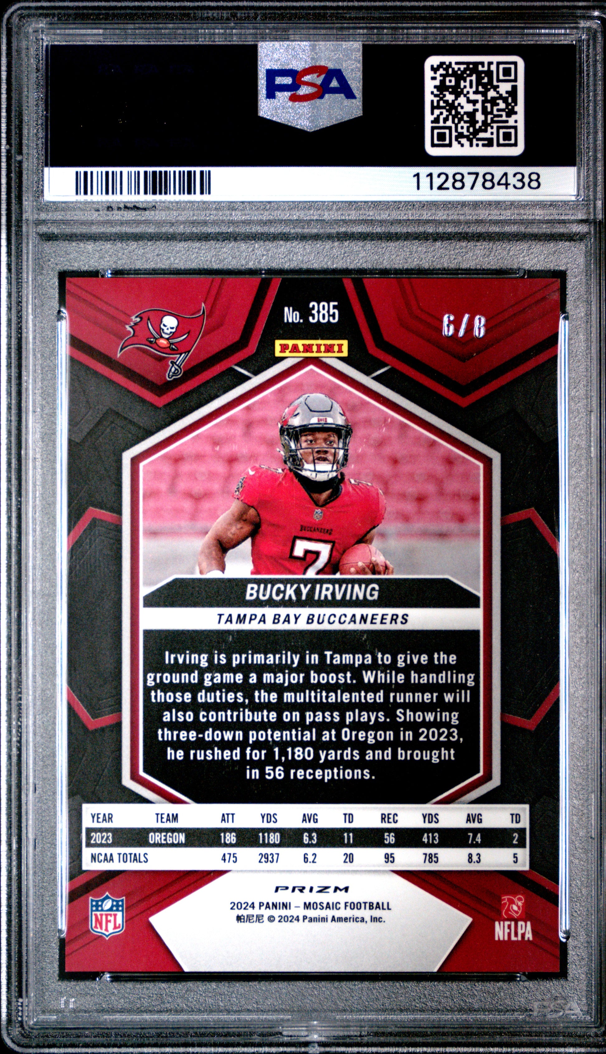 2024 Panini Mosaic #385 Bucky Irving Black Gold Choice PSA 10