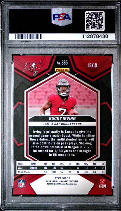 2024 Panini Mosaic #385 Bucky Irving Black Gold Choice PSA 10