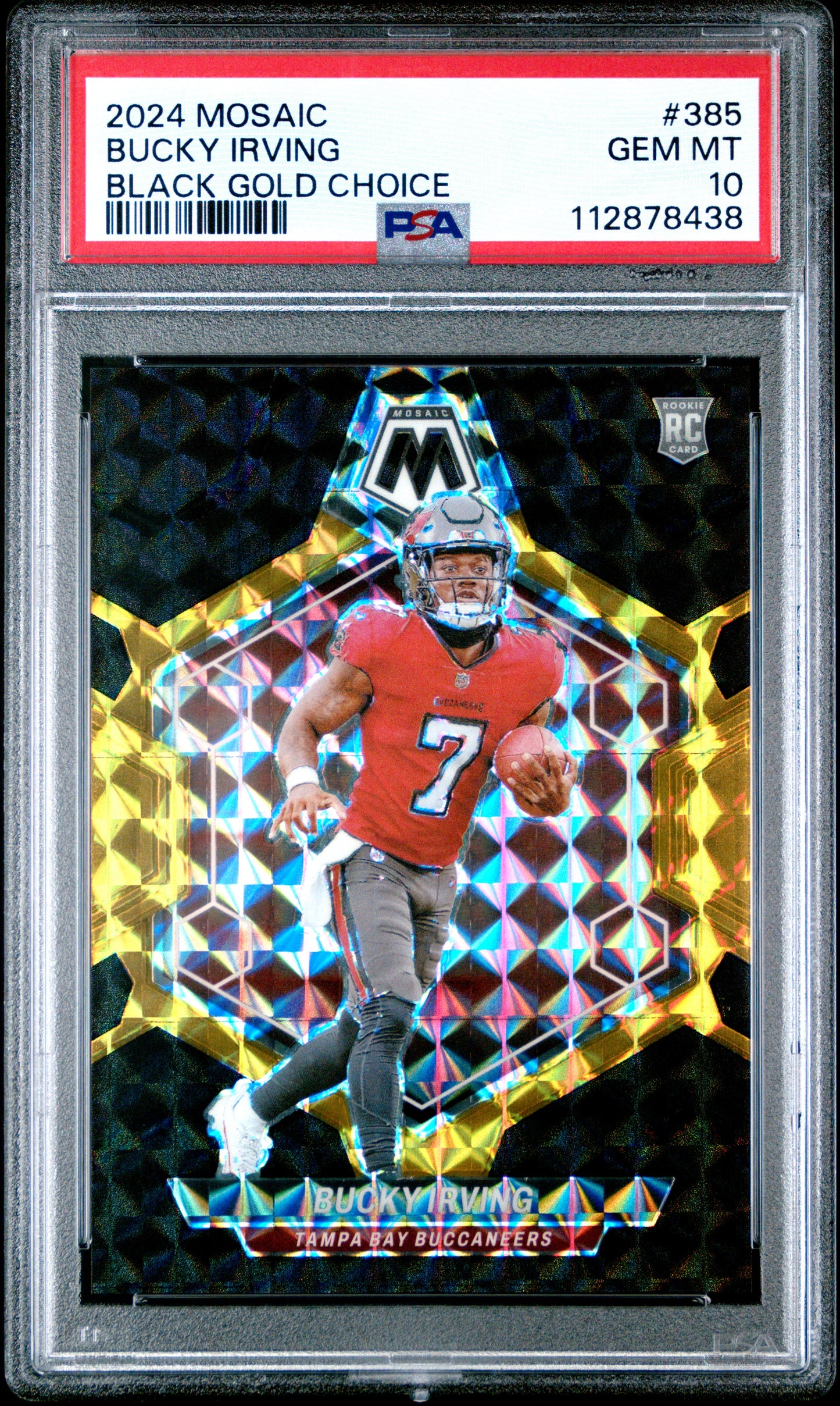 2024 Panini Mosaic #385 Bucky Irving Black Gold Choice PSA 10