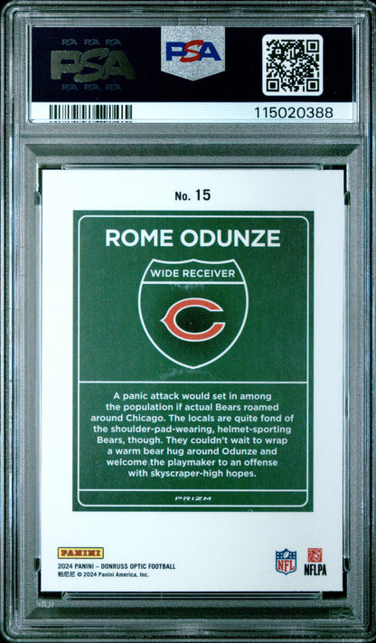 2024 Panini Donruss Optic Downtown! #15 Rome Odunze PSA 9
