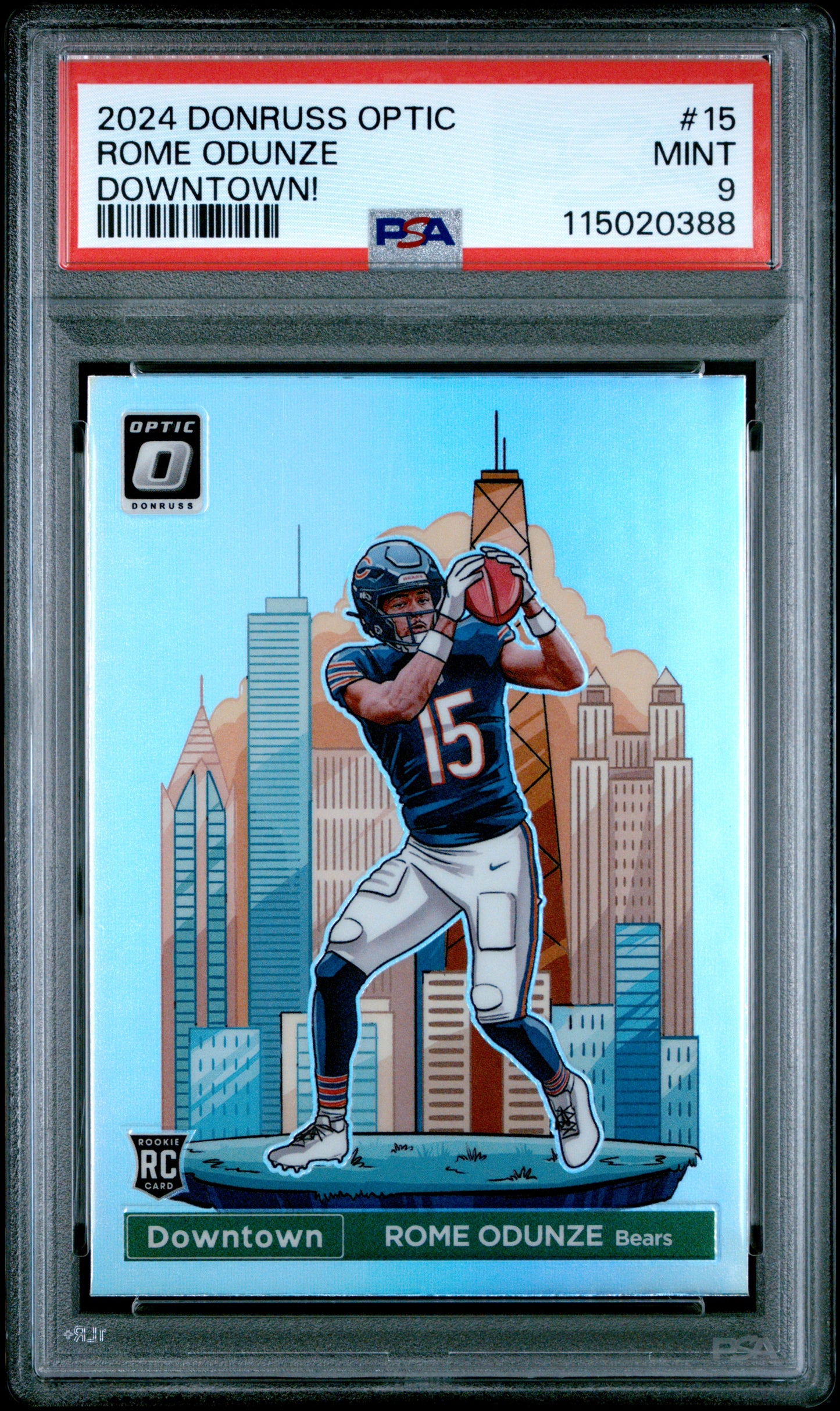 2024 Panini Donruss Optic Downtown! #15 Rome Odunze PSA 9