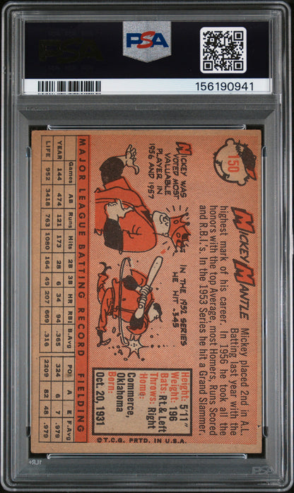 1958 Topps #150 Mickey Mantle PSA 3