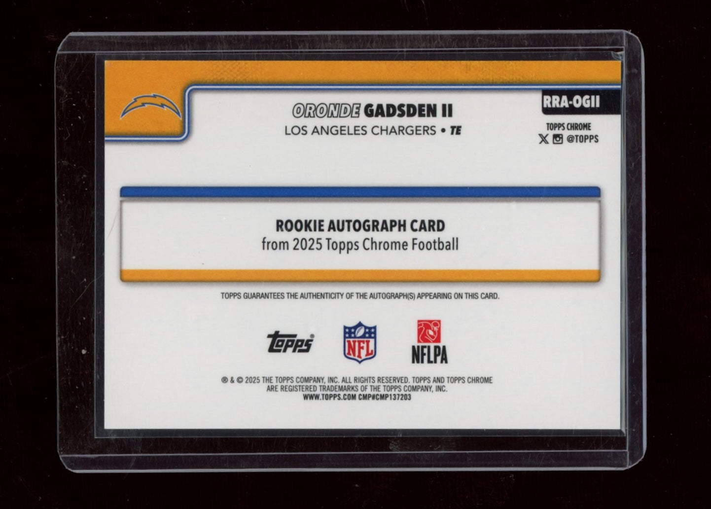 2025 Topps Chrome #RRA-OGII Oronde Gadsden Auto blue lava /150