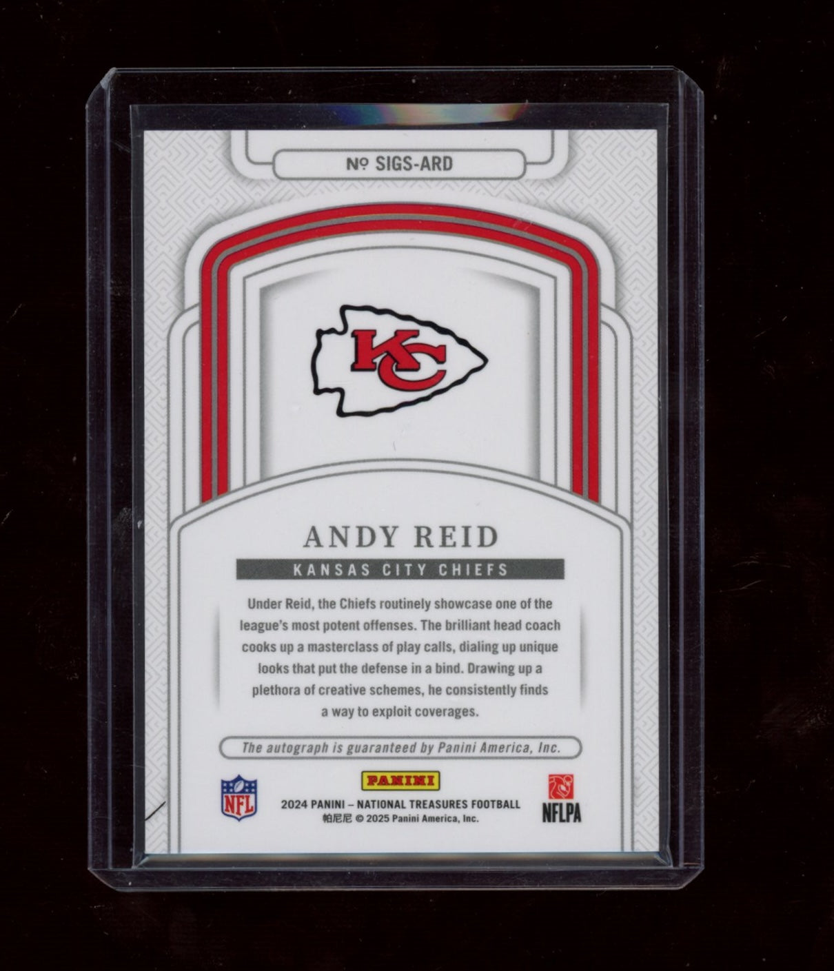 2024 Panini National Treasures #SIGS-ARD Andy Reid Signatures #/49