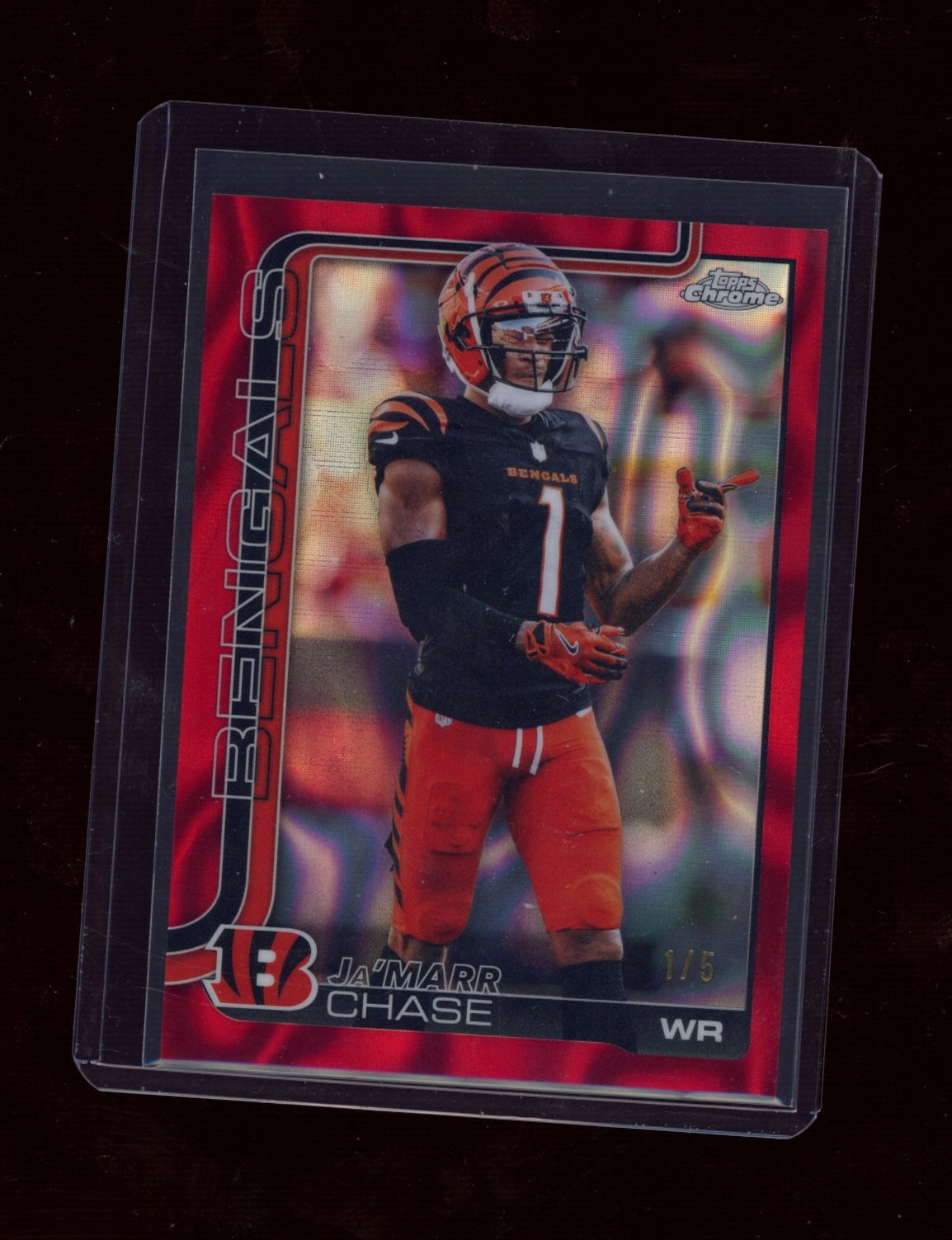 2025 Topps Chrome #58 Ja'Marr Chase Red Wave Refractor #/5 JERSEY #