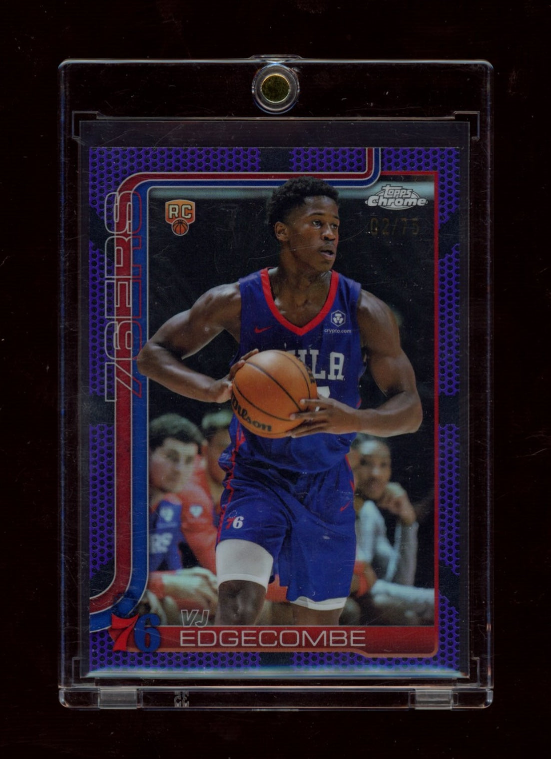 2025-26 Topps Chrome #253 VJ Edgecombe Purple Basketball Refractor #/75