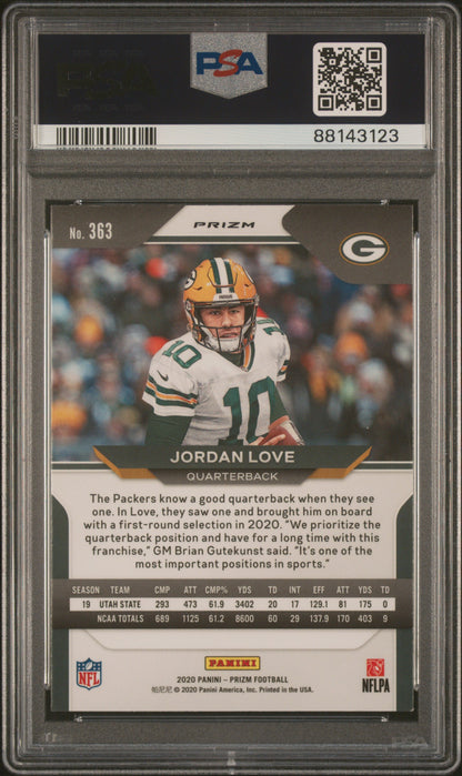2020 Panini Prizm #363 Jordan Love Disco Prizm PSA 9