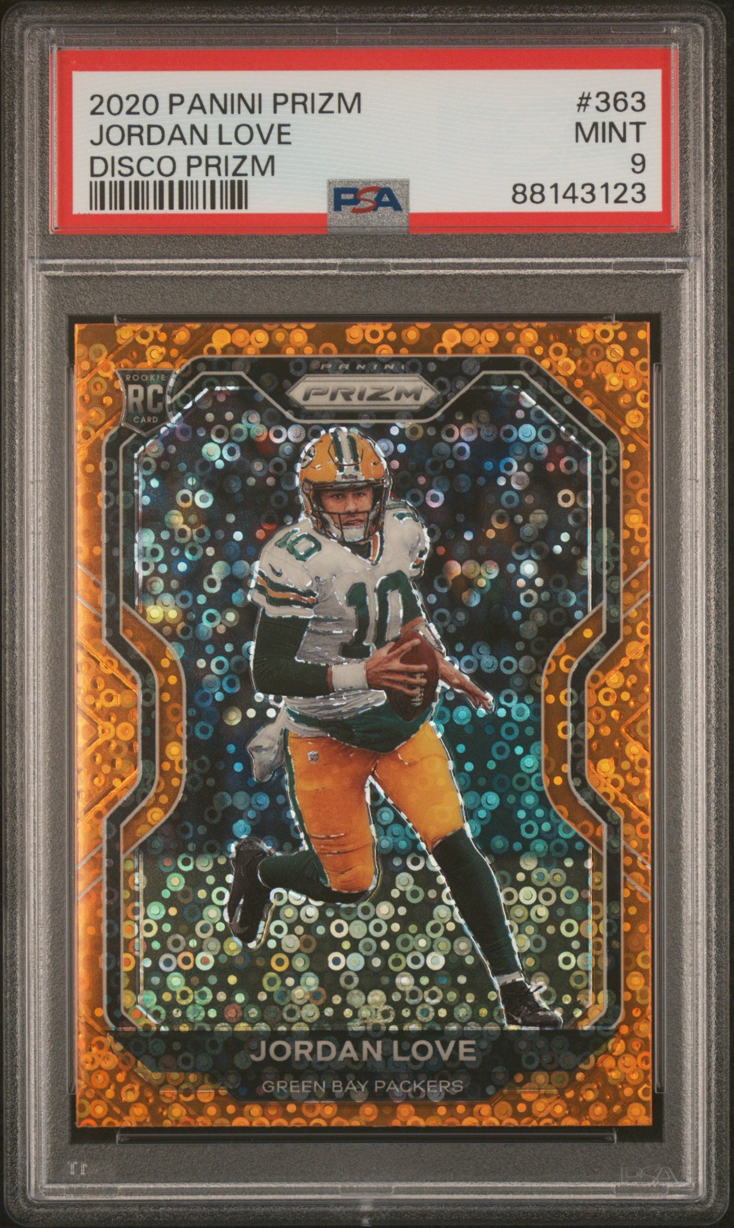 2020 Panini Prizm #363 Jordan Love Disco Prizm PSA 9