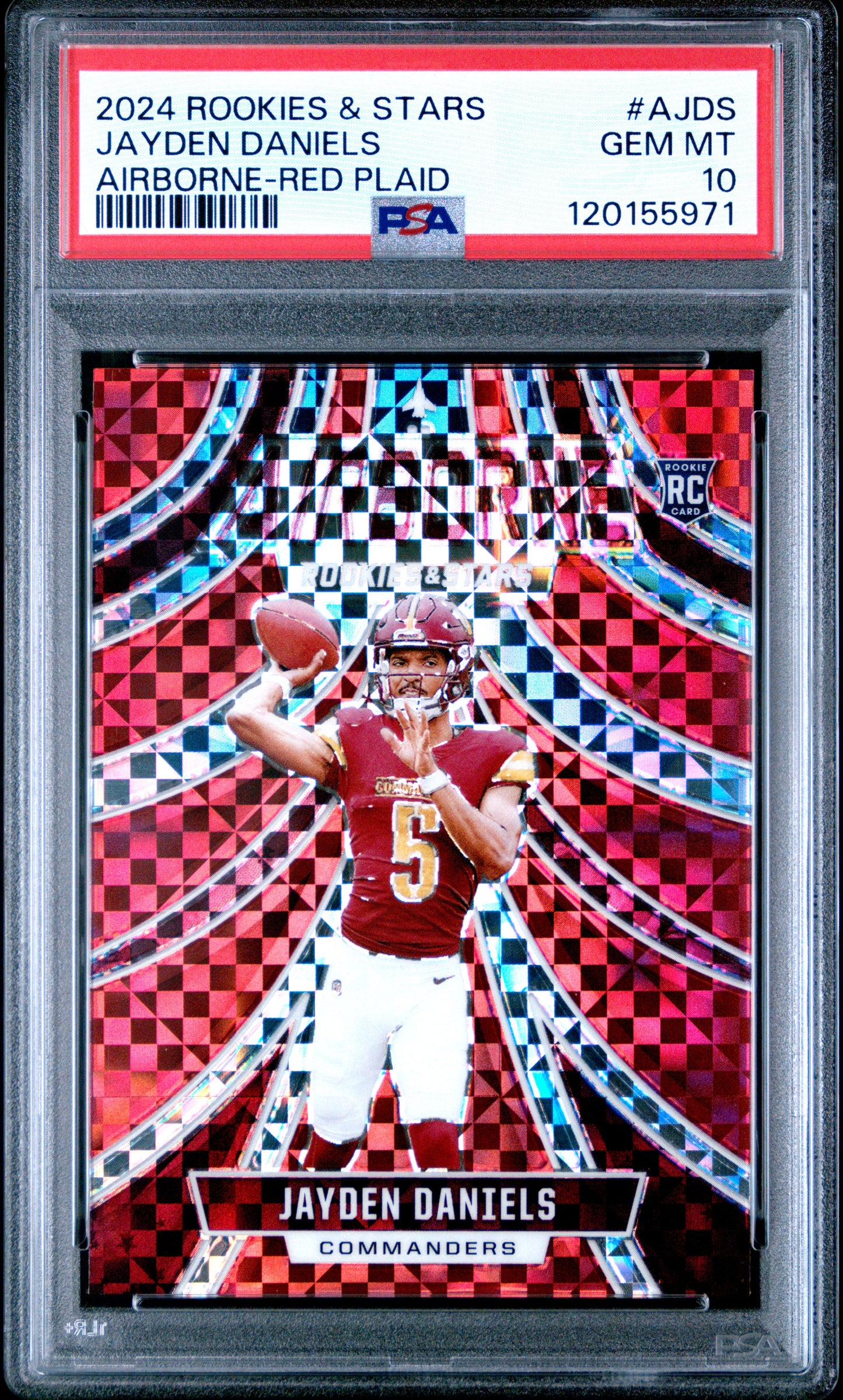 2024 Panini Rookies & Stars Airborne #AJDS Jayden Daniels Red Plaid PSA 10