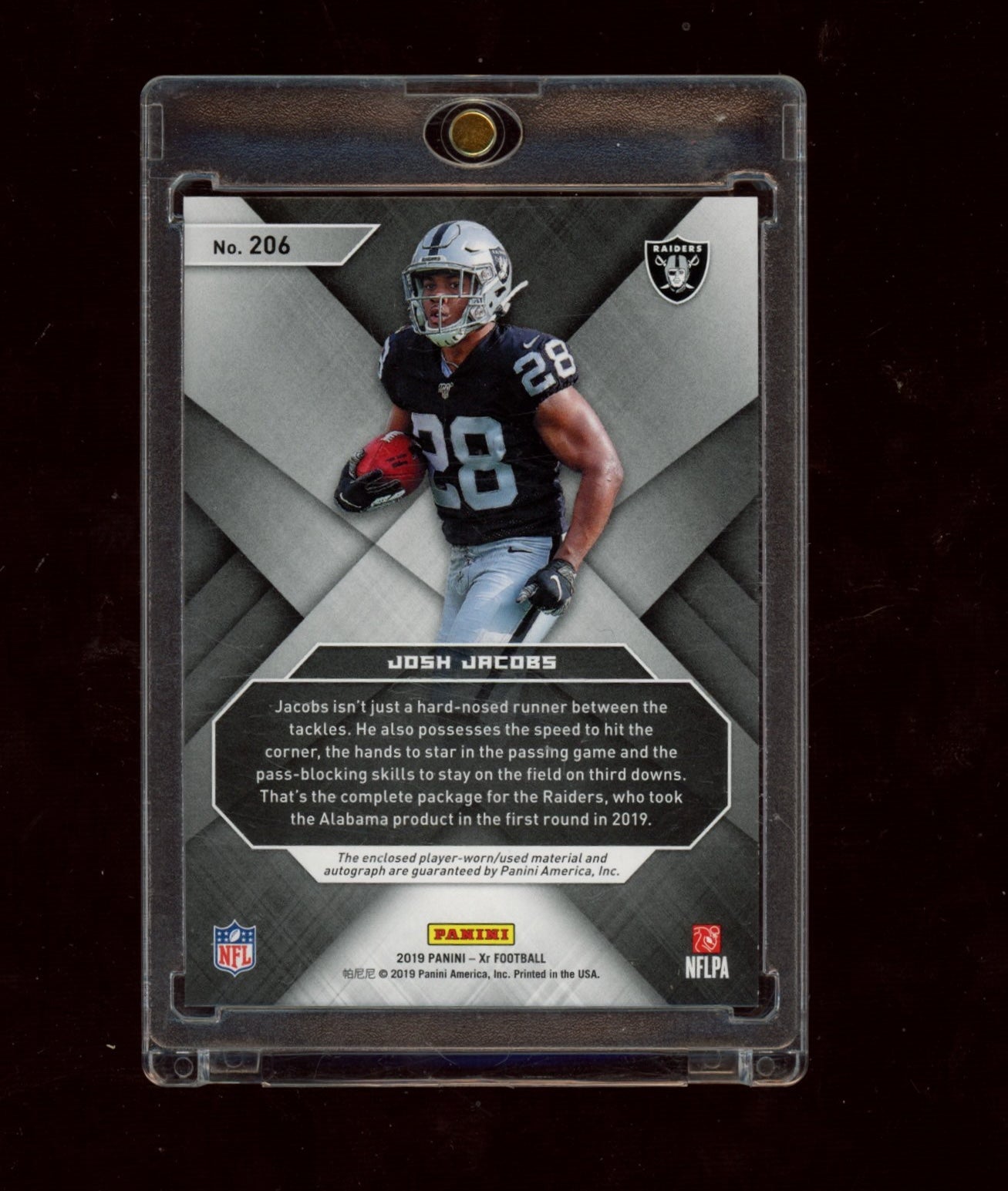 2019 Panini XR #206 Josh Jacobs RPA #/99