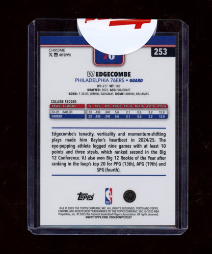 2025-26 Topps Chrome #253 VJ Edgecombe Blue X-Fractor