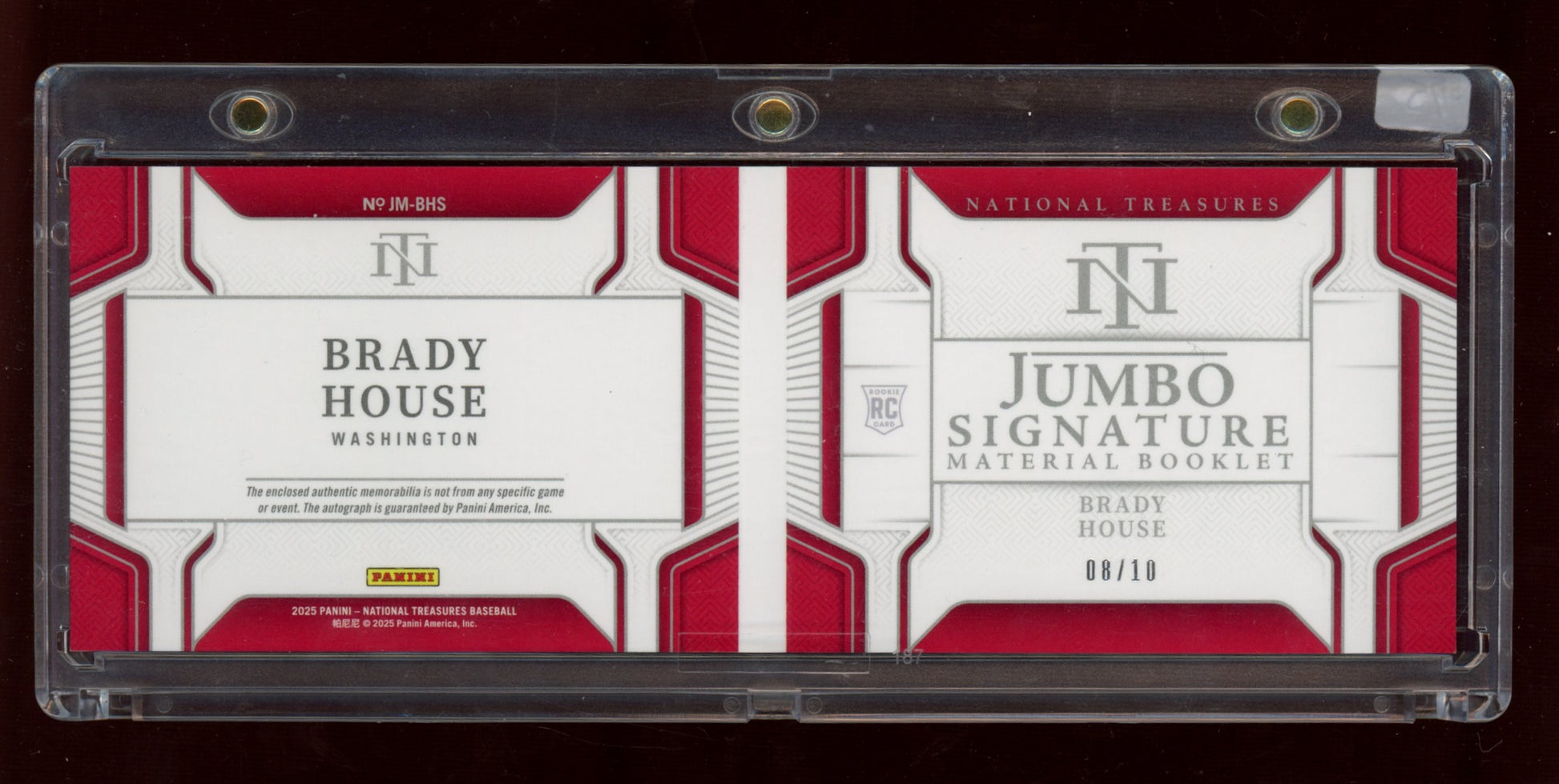 2023 Panini National Treasures #124 Brady House Booklet /10