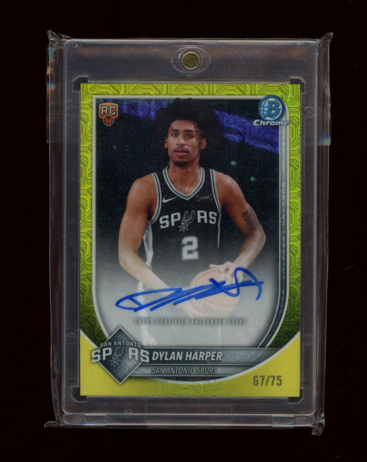 2025-26 Bowman #BCA-DH Dylan Harper Chrome Autographs Yellow Refractor #/75