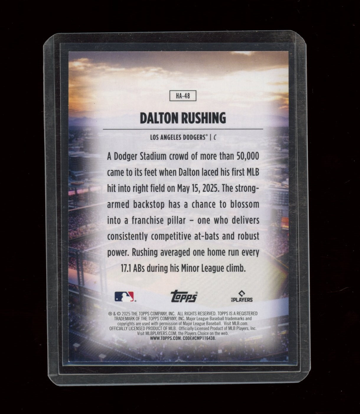 2025 Topps Update #HA-48 Dalton Rushing Homefield Advantage