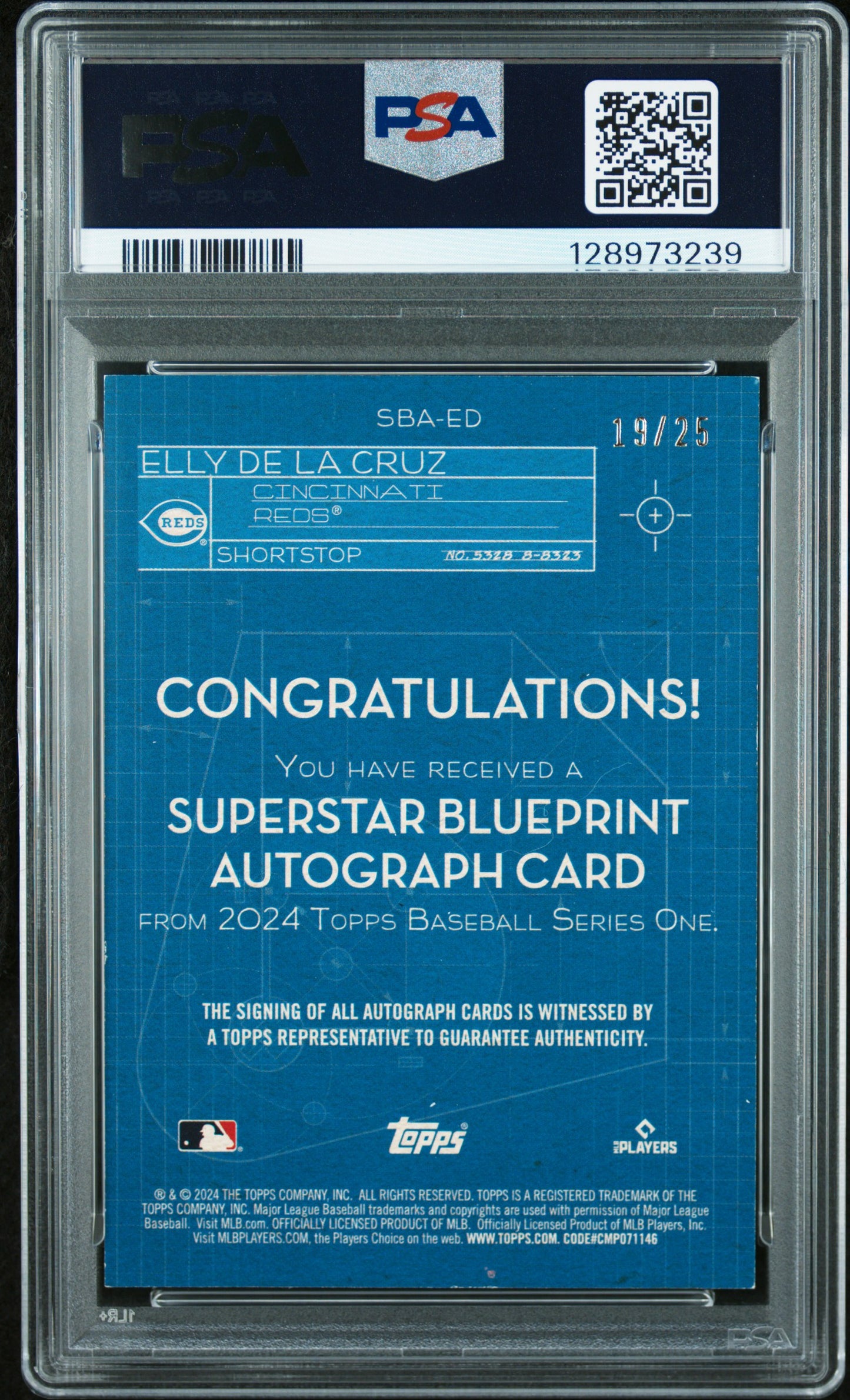 2024 Topps Superstar Blueprint Autographs #SBAED Elly De La Cruz PSA 7