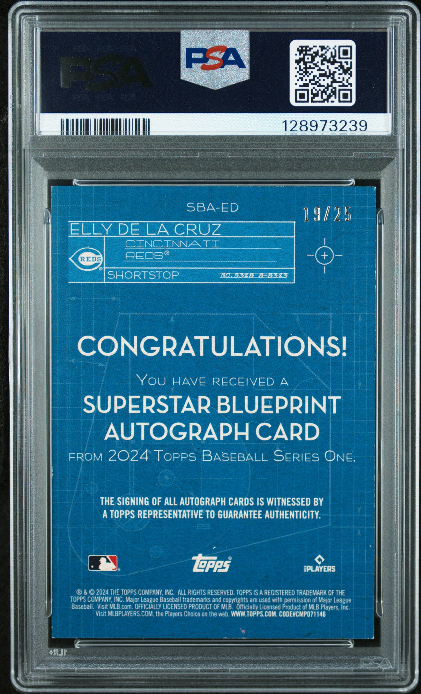 2024 Topps Superstar Blueprint Autographs #SBAED Elly De La Cruz PSA 7